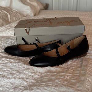 Crown Vintage Black Flats with Strap